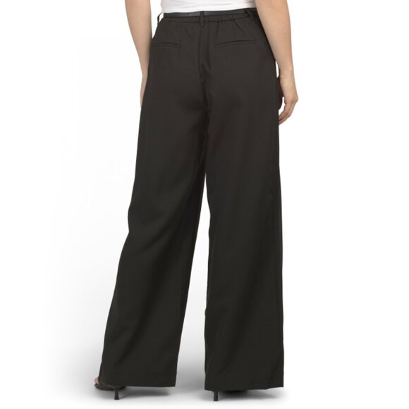 GEMMA+ JANE Black Double Pleat Wide Leg Pants With Belt - Picture 2 of 2